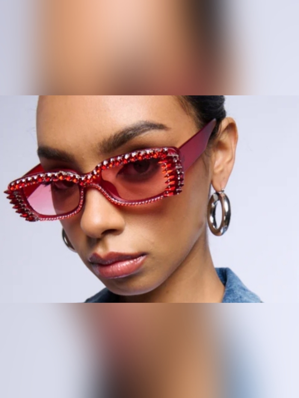 * Akira Women's Love Bomb Rhinestones Crystal Embellished Sunglasses Red